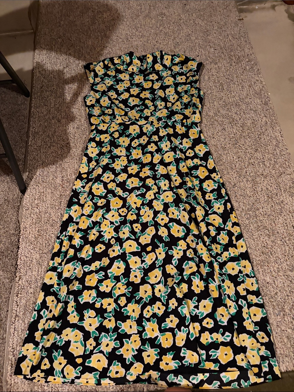 Ann Taylor Black Maxi Dress with Yellow Floral Print